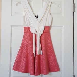 Coral & White sleeveless dress